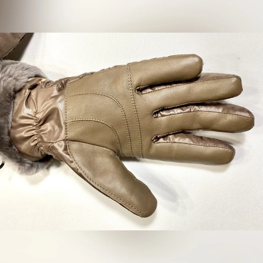 All Weather Touchscreen Compatible Quilted Gloves with Genuine Shearling Trim